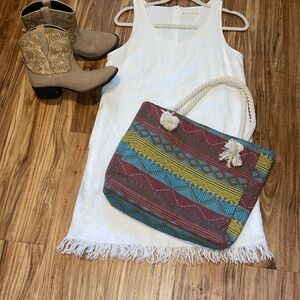 Boutique women’s tote bag purse Colorful Patterned western Aztec boho beach